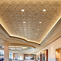 Deco 2 Square Acoustic Ceiling Tile, Custom Finish, P-6505, Oyster Pearl Product #10100, Manufacturer Crescent Bronze, Above View, MGM Conference Center, GRG, GFRG